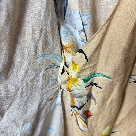 & Other Stories Tropical Flower Print Linen Blend Wrap Mini Dress US size 2 - Picture 5 of 12